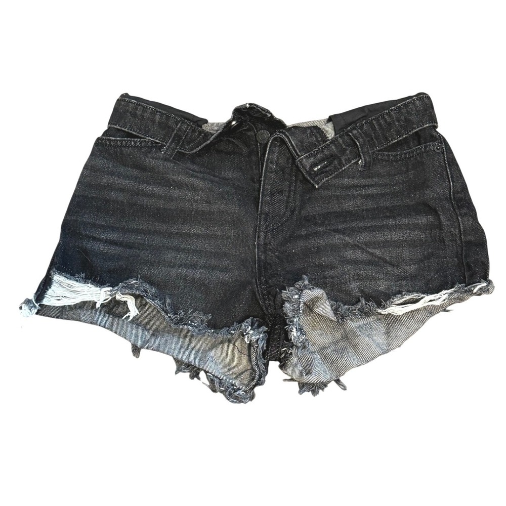 BDG Rolled Waist Raw‎ Hem Shorts Faded Black Denim Distressed OB1455856 Size 25